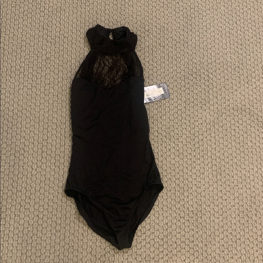 Bloch Black Lace Neck Halter Leo